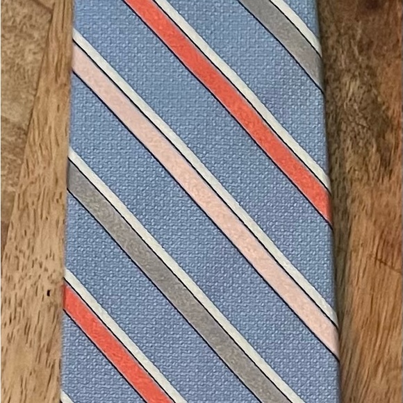 JOS A. BANK MEN’S BLUE, WHITE, ORANGE, PINK & GRAY 100% SILK NECKTIE/PRE-OWNED - Picture 1 of 2